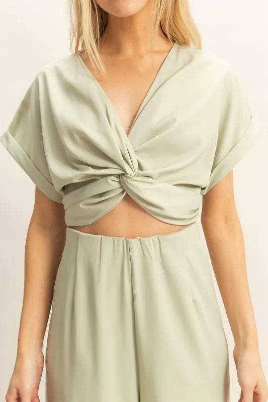 Lakshmi Twisted Front Short Sleeve Top and Wide Leg Pants Set — view 5