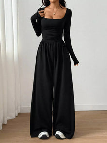 Bastet Ruched Square Neck Wide-Leg Jumpsuit — thumbnail 1
