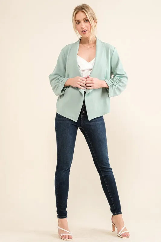 Juno Stretch Non-Wrinkled Basic Open-Front Blazer — view 8