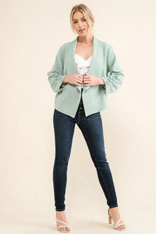 Juno Stretch Non-Wrinkled Basic Open-Front Blazer — thumbnail 8