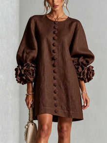 Olwen 3D Floral 3/4 Sleeve Mini Dress — thumbnail 15