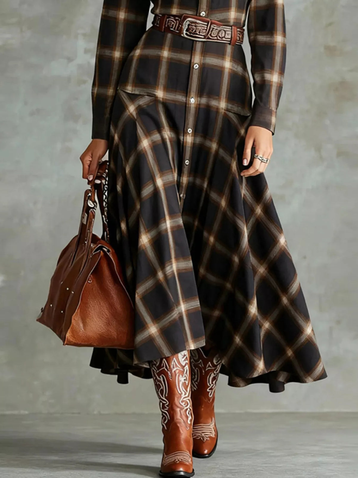 Rhea Plaid Button-Down Shirt Dress — view 4