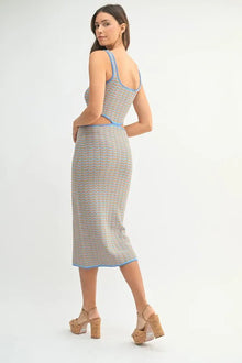 Iris Multi Color Chevron Knit Bodycon Midi Dress — thumbnail 8