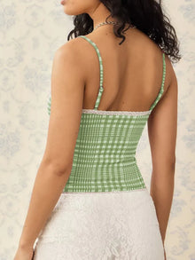 Aurora Lace Detail Plaid Square Neck Cami — thumbnail 11