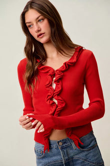 Pele Cascade Ruffle Ribbed Sweater Cardgian — thumbnail 28