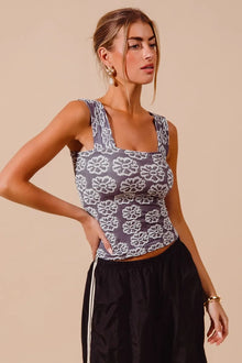 Persephone Two Tone Floral Seamless Tank Top — thumbnail 5