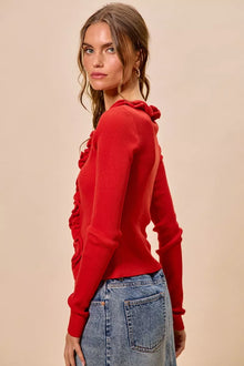 Pele Cascade Ruffle Ribbed Sweater Cardgian — thumbnail 19