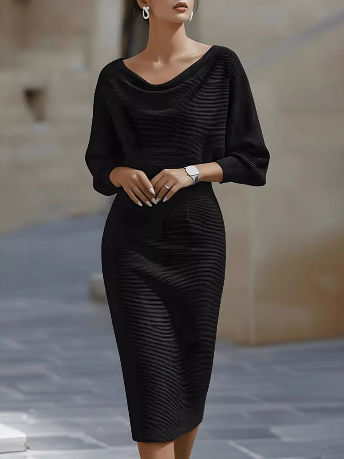 Olwen Cowl Neck Knit Bodycon Dress — view 4