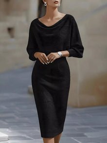 Olwen Cowl Neck Knit Bodycon Dress — thumbnail 4