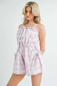 Fortuna Plaid Sleeveless Button Down Romper — thumbnail 3