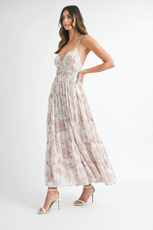 Parvati Floral Print Tiered Cami Maxi Dress — view 3