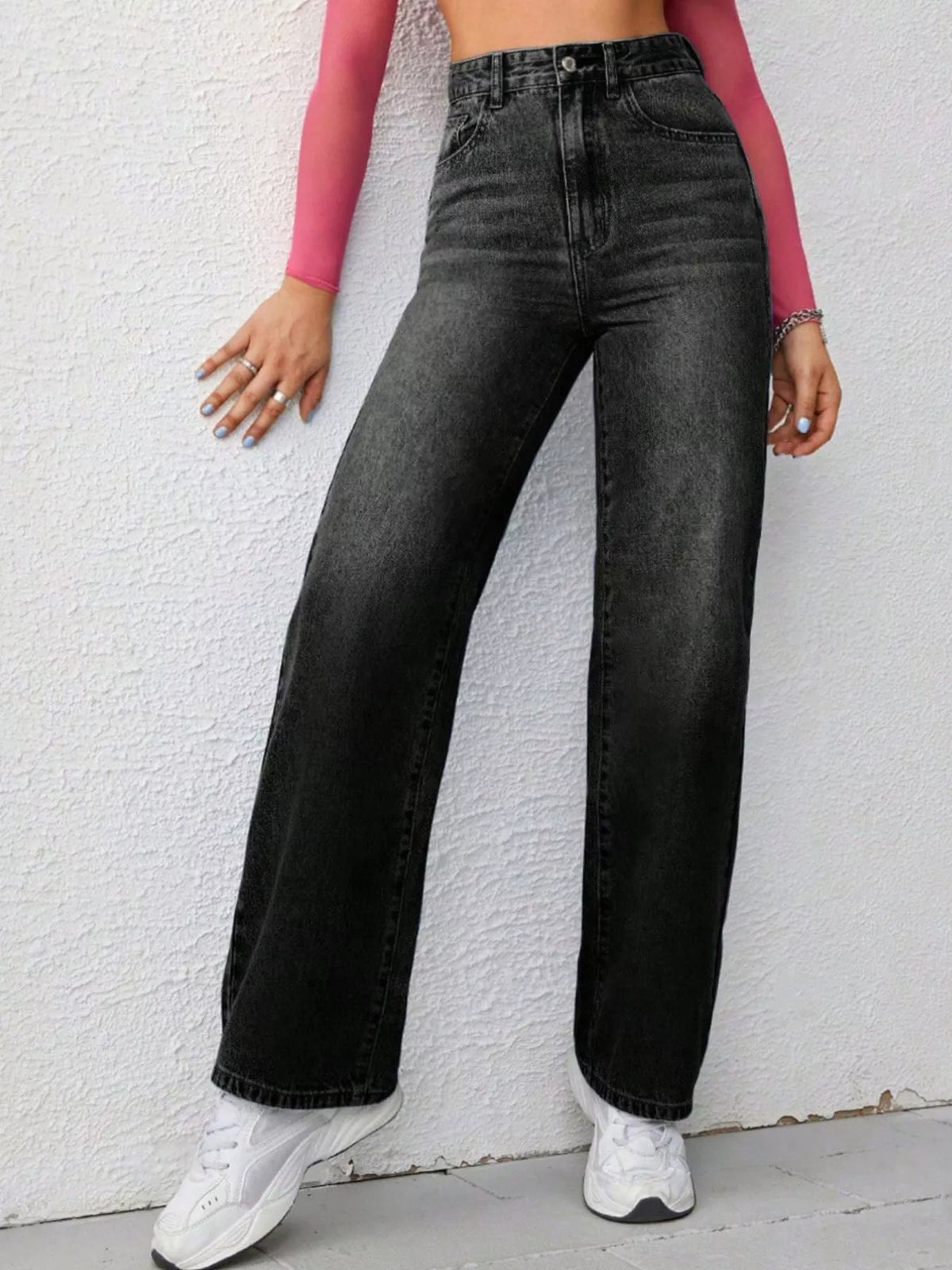 Artemis High-Waisted Wide-Leg Washed Jeans — view 6