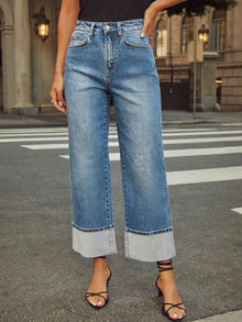 Eos High Waisted Straight Leg Rolled Jeans — thumbnail 4