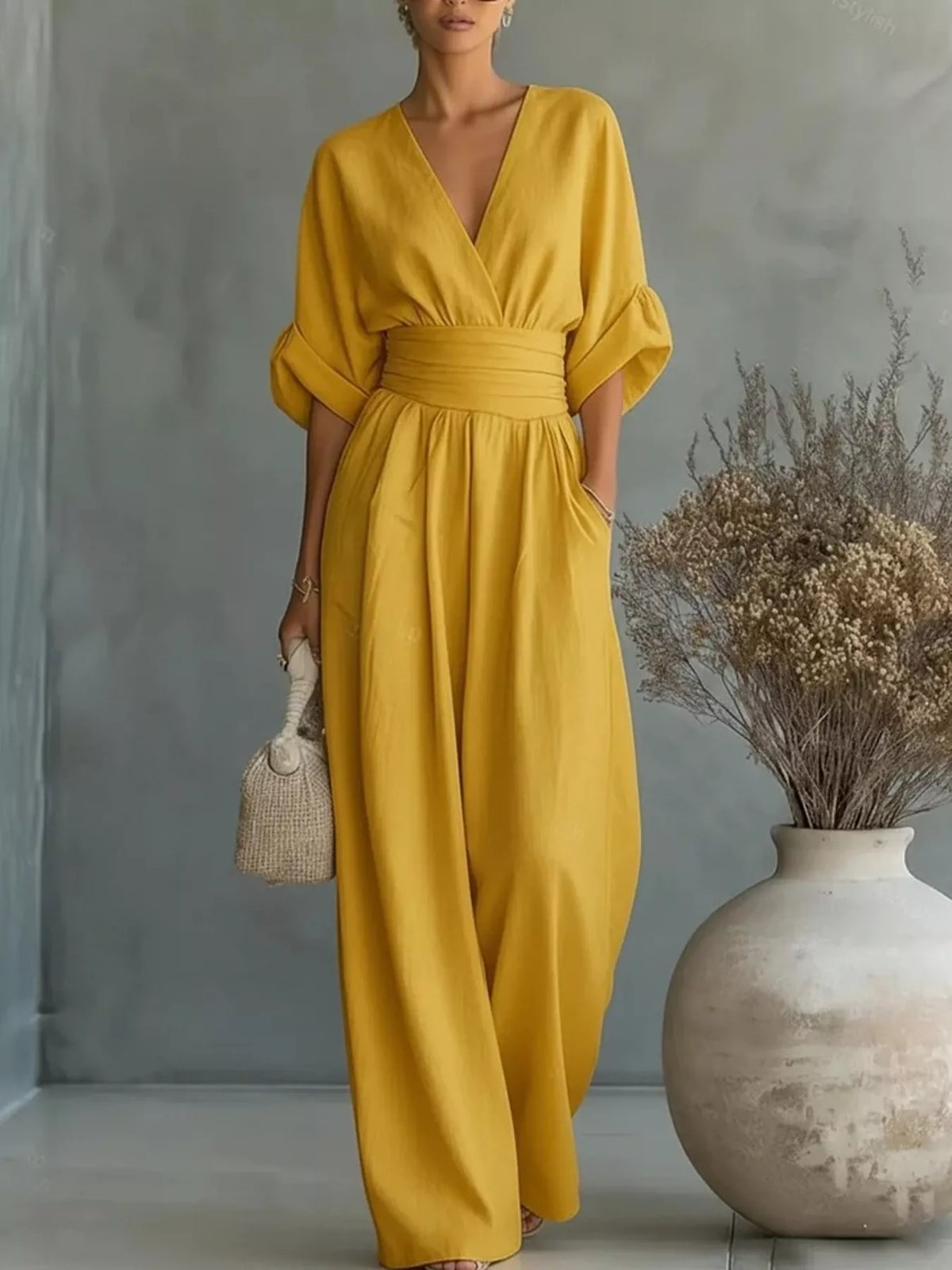 Hera Half Sleeve Wide Leg Jumpsuit — view 8