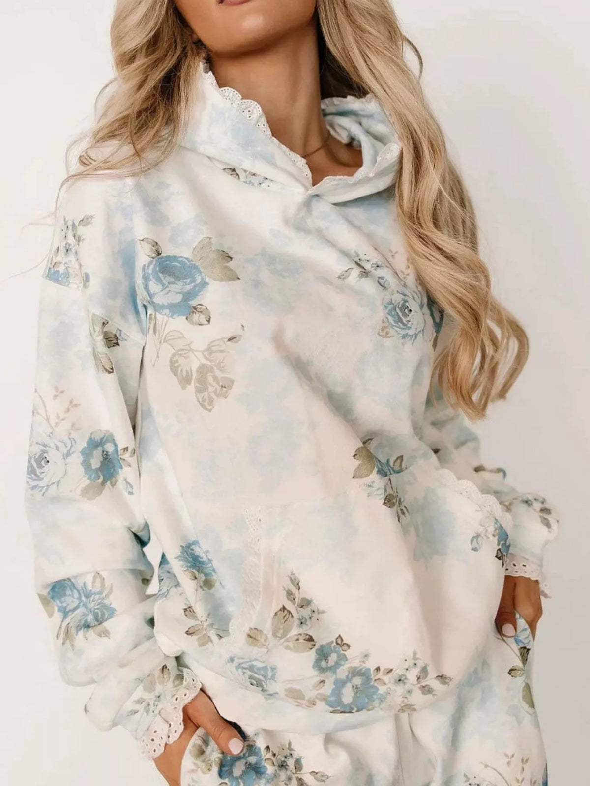 Nyx Lace Trim Kangaroo Pocket Hoodie — view 5