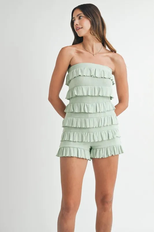 Gaia Ruffled Tube Romper — view 2