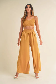 Oshun Smocked Bralette Crop Top and Wide Leg Pants Set — thumbnail 2