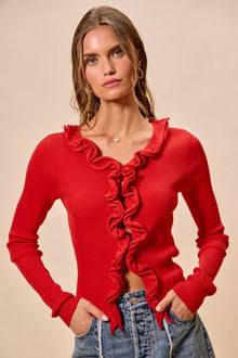 Pele Cascade Ruffle Ribbed Sweater Cardgian — thumbnail 7