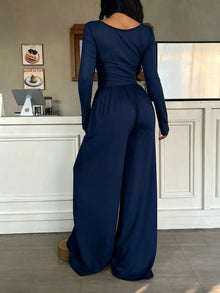 Bastet Ruched Square Neck Wide-Leg Jumpsuit — thumbnail 27