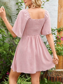 Aurora Smocked Back Knotted Flutter Sleeve Dress — thumbnail 8