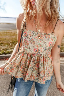 Persephone Floral Spaghetti Strap Peplum Cami — thumbnail 4