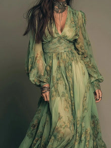 Olwen Floral Print V-Neck Maxi Dress — thumbnail 2