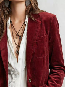 Athena Slim Fit Suede Long Sleeve Blazer — thumbnail 6