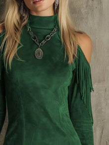 Rhiannon Fringed Cold Shoulder Mini Dress — thumbnail 8