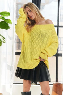 Vesta Cable Knit Off Shoulder Sweater — thumbnail 1