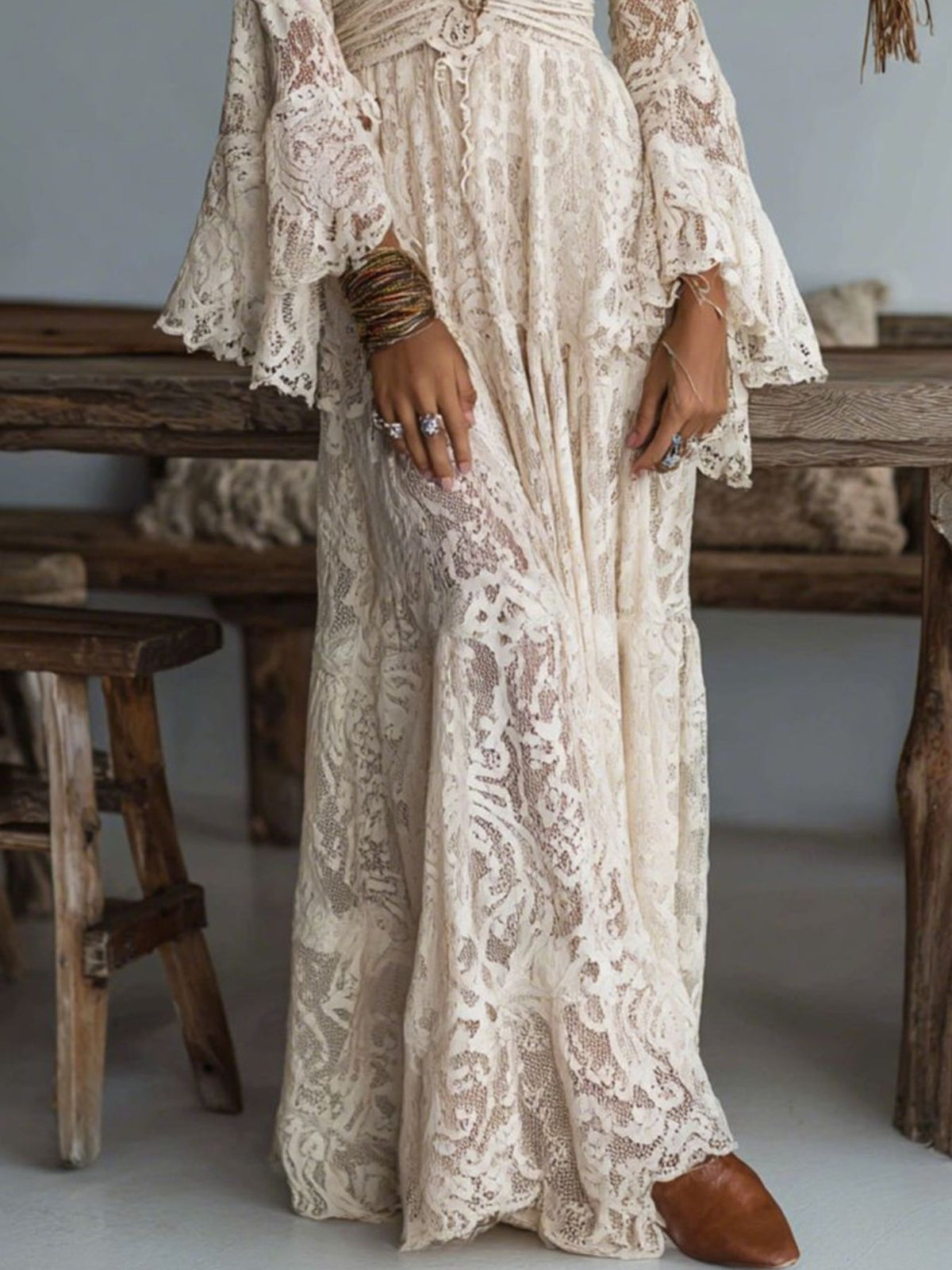 Bastet Lace Deep V-Neck Maxi Dress — view 3