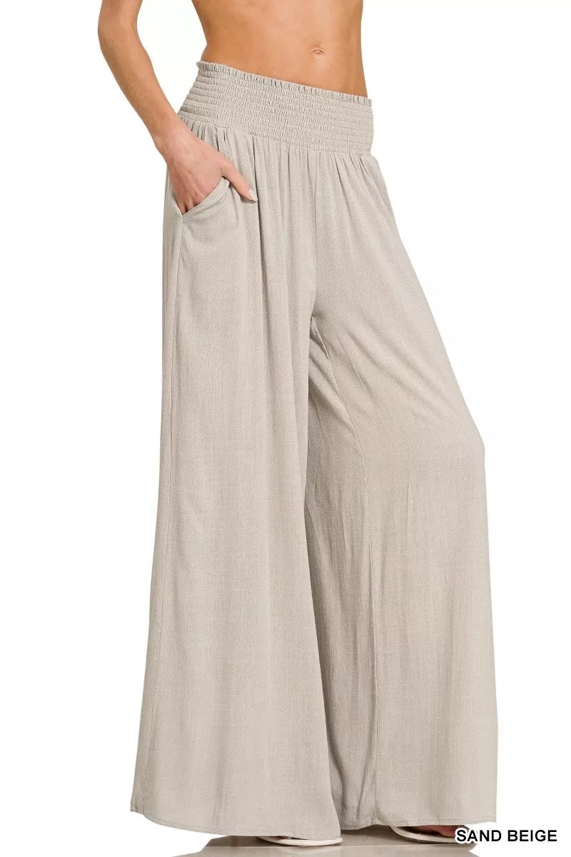 Rhea Smocked Waistband Wide Leg Lounge Pants — view 1