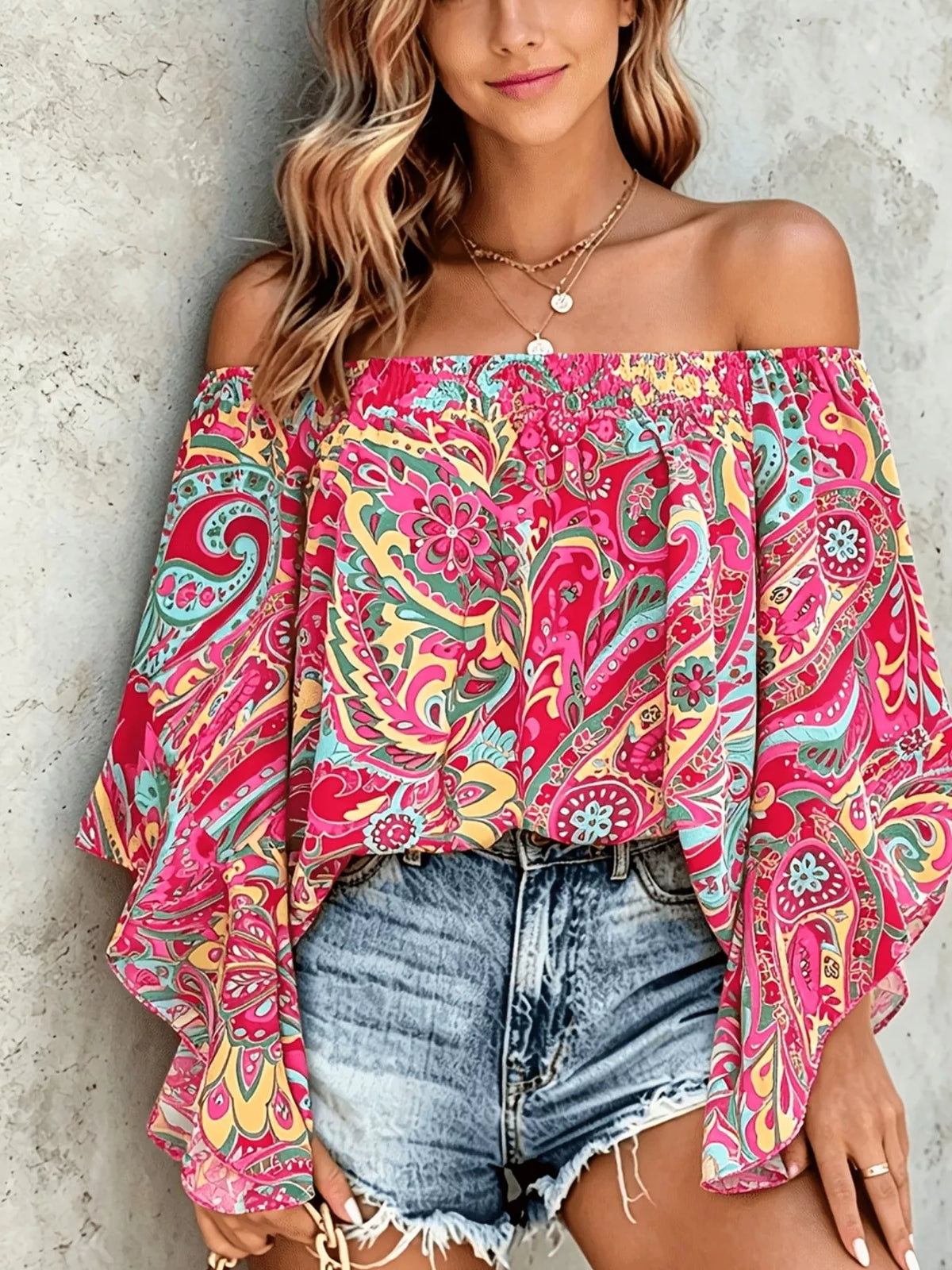 Eir Printed Off Shoulder Blouse — view 5