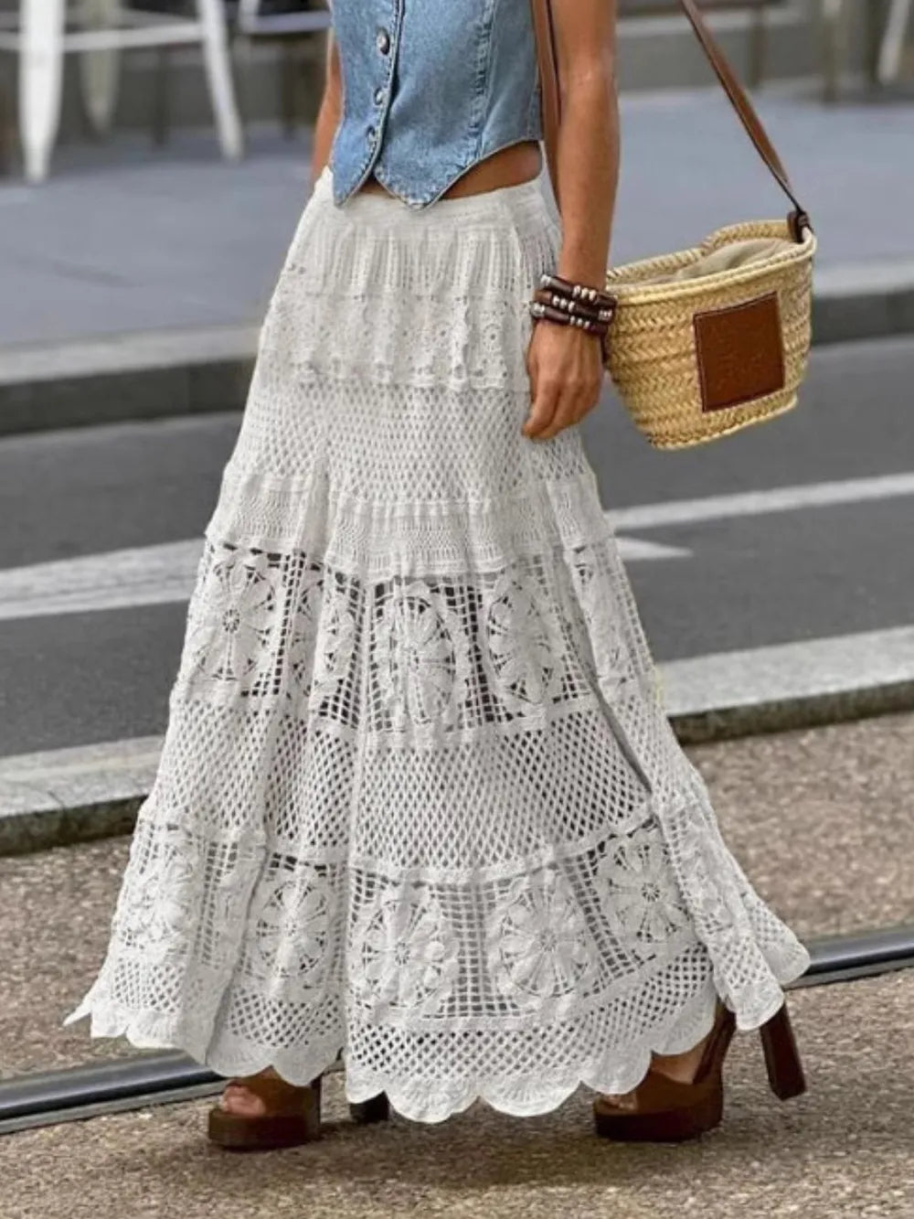 Morrigan Openwork Crochet Maxi Skirt — view 4