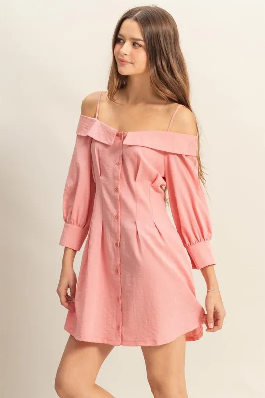 Pele Button Down Spaghetti Strap Mini Dress with Pockets — view 2